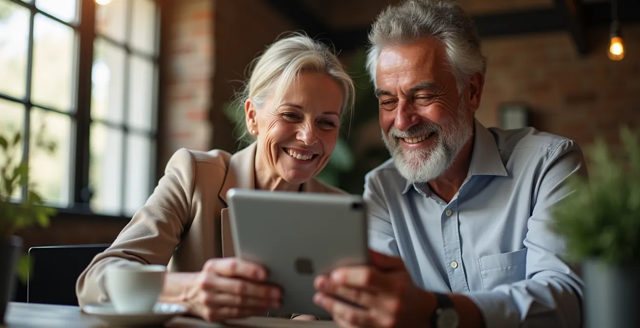 Team multigenerazionale in sessione di formazione digitale collaborativa