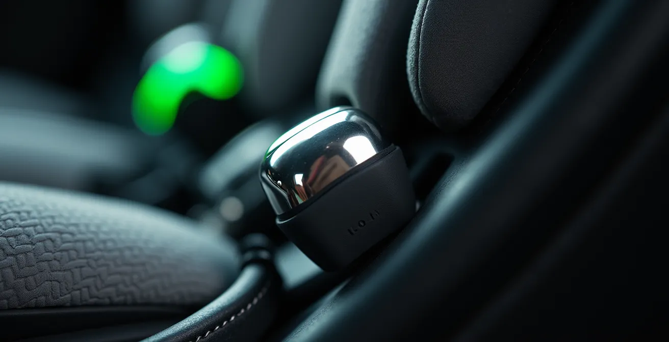 Dettaglio ravvicinato del sistema di aggancio ISOFIX con indicatori di sicurezza