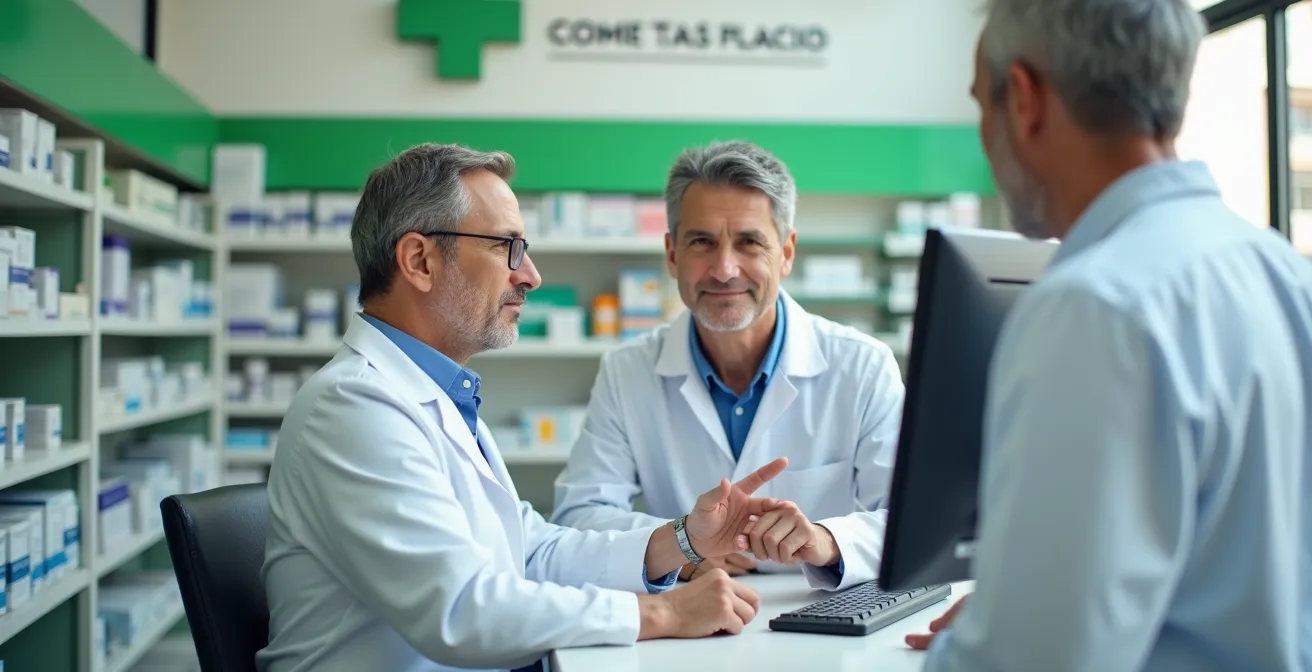 Farmacista italiana aiuta paziente over 40 con prenotazione screening al computer