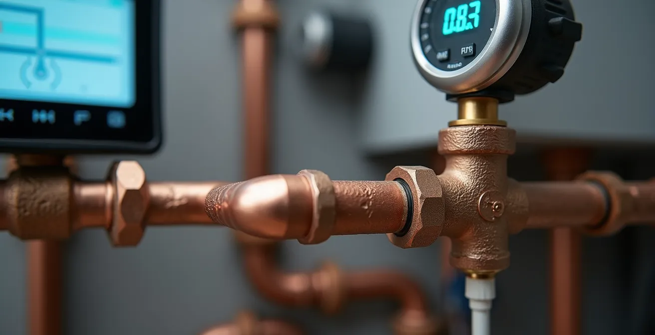 Sistema ibrido con caldaia e pompa di calore installato in locale tecnico di casa italiana