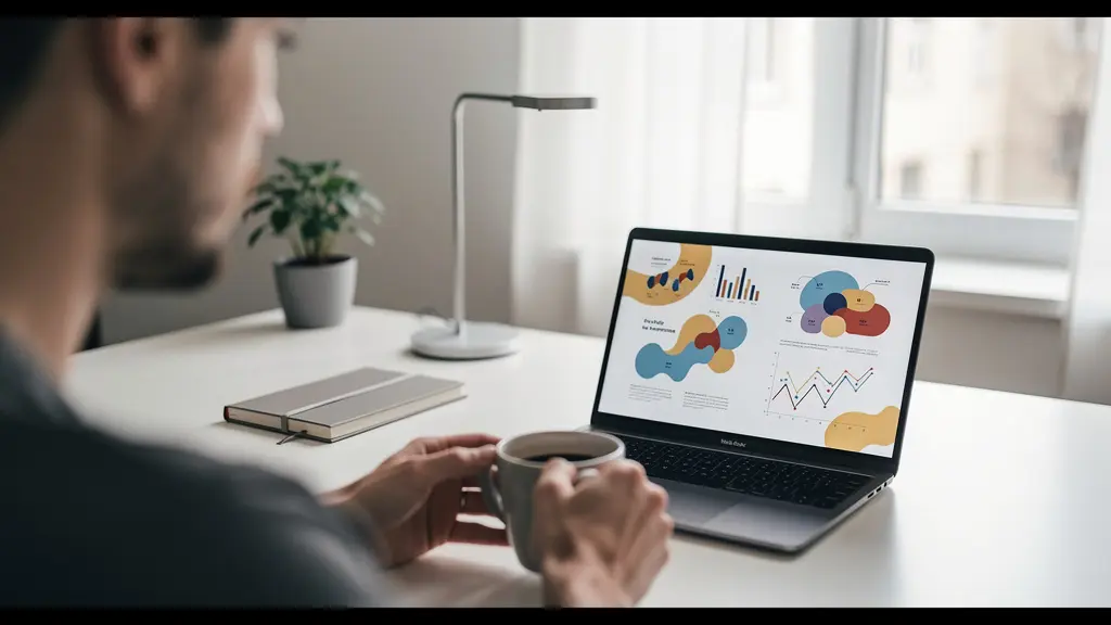 Analisi dati valutazione immobiliare su laptop in ambiente domestico